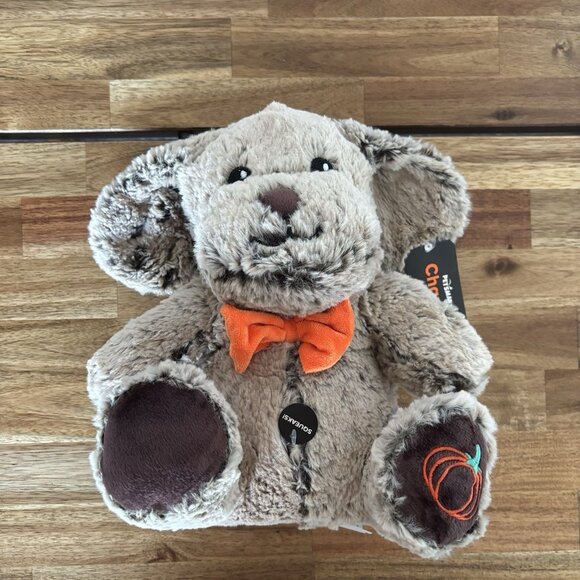 PetSmart Chance Dog Toy Pumpkin Bowtie Brown Puppy Squeaks Plush Floppy Ears NWT - Picture 8 of 12